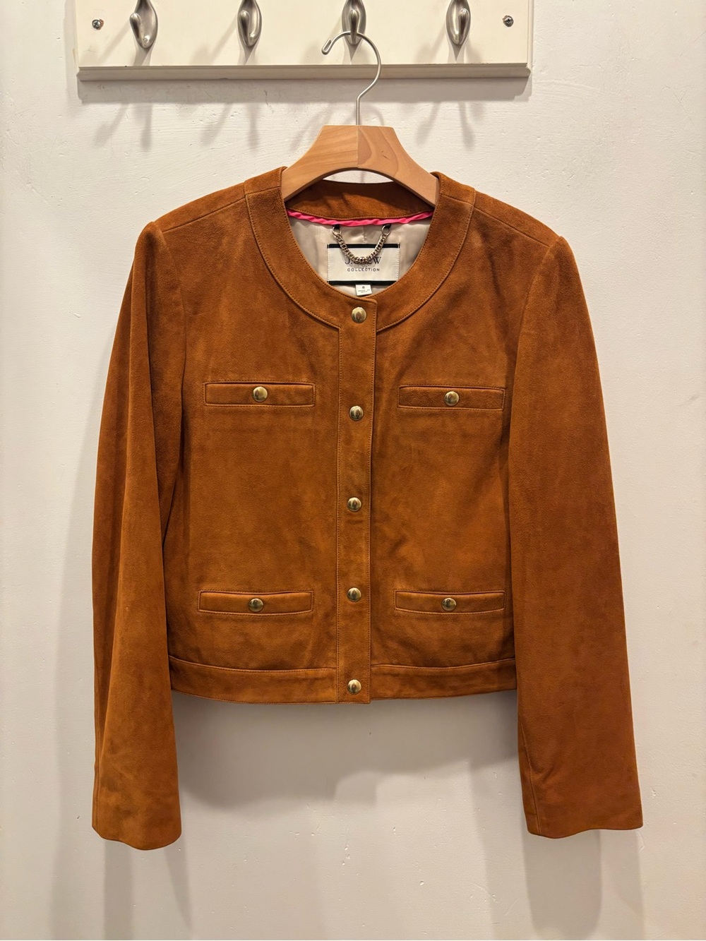 J. Crew Chestnut Brown Suede Snap-Front Jacket